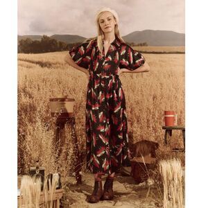 The Great Raven Shirt Midi Dress Floral Printed Buttondwon Kimono XS NWD 279861